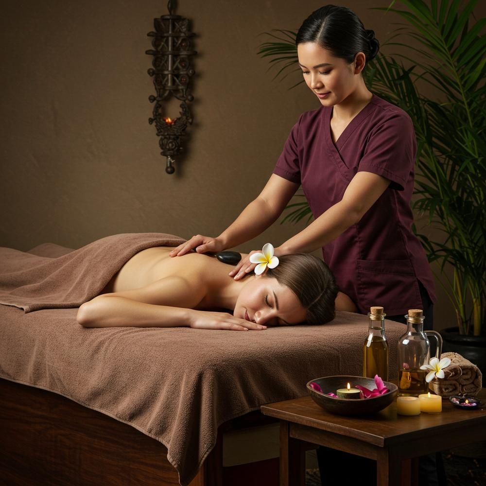 Aromatherapy massage and relaxing spa atmosphere